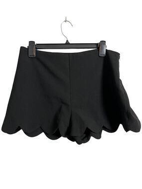 Monteau Hot Pants Shorts Womens XL Black Scallop Hem Side Zip Dressy Casual